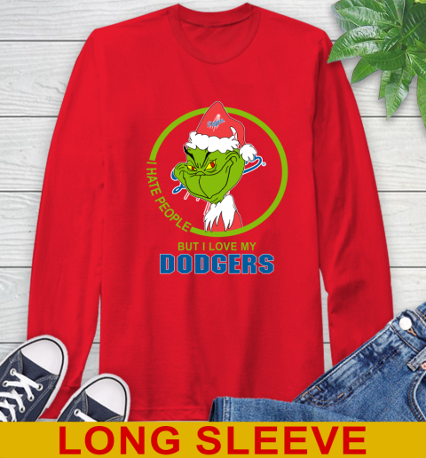 Los Angeles Dodgers MLB Christmas Grinch I Hate People But I Love My Favorite Baseball Team Long Sleeve T-Shirt 10