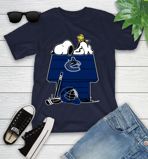 Vancouver Canucks NHL Hockey Snoopy Woodstock The Peanuts Movie Youth T-Shirt 3