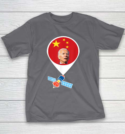 Chinese Spy Balloon Funny Surveillance Joe Biden China Flag Youth T-Shirt 5