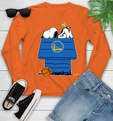 Golden State Warriors NBA Basketball Snoopy Woodstock The Peanuts Movie Youth Long Sleeve 4