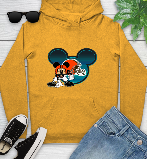 NFL Cleveland Browns Mickey Mouse Disney Football T Shirt Youth Hoodie 3
