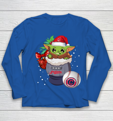 Cleveland Indians Christmas Baby Yoda Star Wars Funny Happy MLB Youth Long Sleeve 9