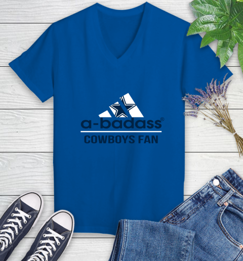 Dallas Cowboys NFL Football A Badass Adidas Adoring Fan Sports Women's V-Neck T-Shirt 10
