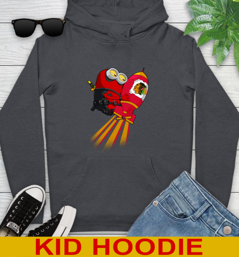 NHL Hockey Chicago Blackhawks Deadpool Minion Marvel Shirt Youth Hoodie - Image 10