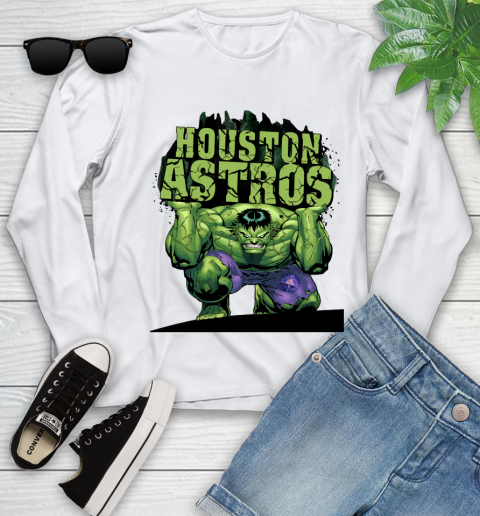 Houston Astros MLB Baseball Incredible Hulk Marvel Avengers Sports Youth Long Sleeve