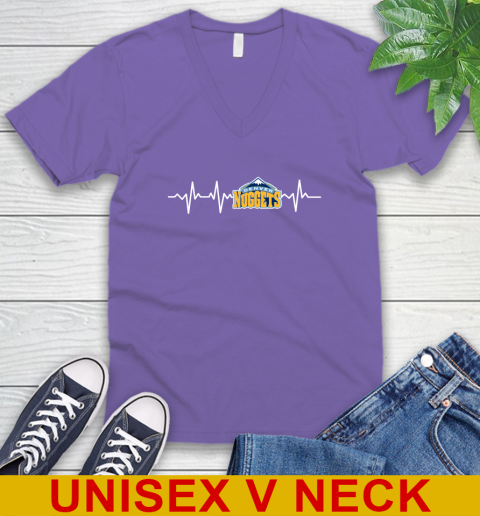 Denver Nuggets NBA Basketball Heart Beat Shirt V-Neck T-Shirt - Image 9