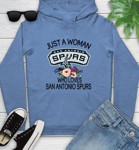 NBA Just A Woman Who Loves San Antonio Spurs Basketball Sports Youth Hoodie 8
