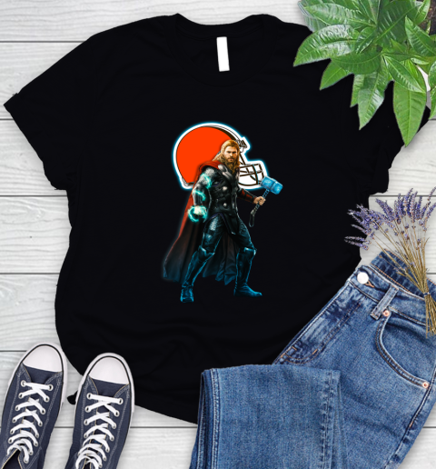 NFL Thor Avengers Endgame Football Cleveland Browns Women's T-Shirt 2