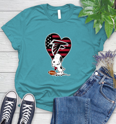 Atlanta Falcons NFL Football The Peanuts Movie Adorable Snoopy Women's T-Shirt 12