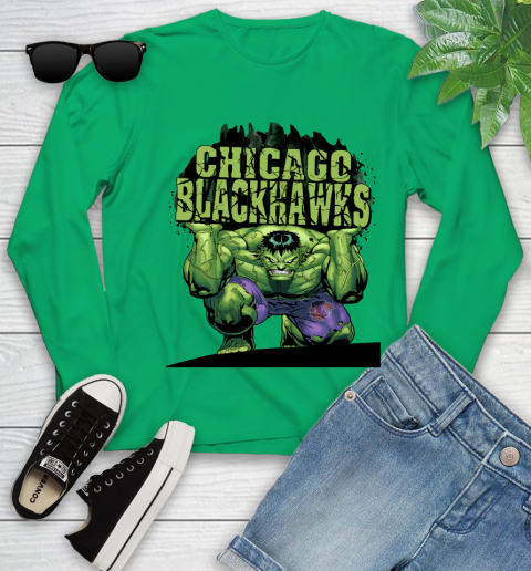Chicago Blackhawks NHL Hockey Incredible Hulk Marvel Avengers Sports Youth Long Sleeve 6