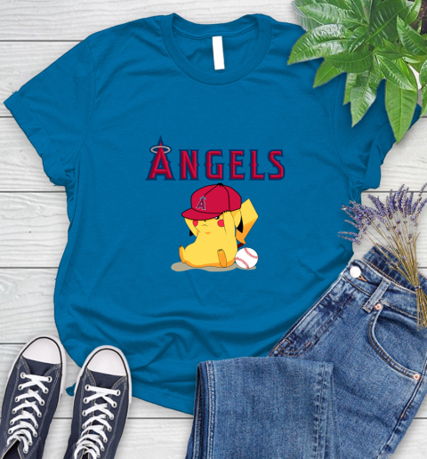 MLB Pikachu Baseball Sports Los Angeles Angels Women's T-Shirt 7