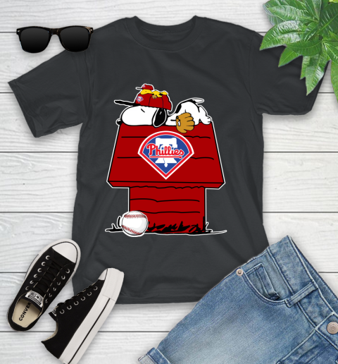 MLB Philadelphia Phillies Snoopy Woodstock The Peanuts Movie Baseball T Shirt_000 Youth T-Shirt 2