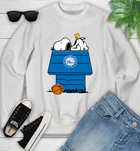 Philadelphia 76ers NBA Basketball Snoopy Woodstock The Peanuts Movie Youth Sweatshirt