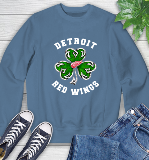 NHL Detroit Red Wings Three Leaf Clover St Patrick's Day Hockey Sports Sweatshirt 8