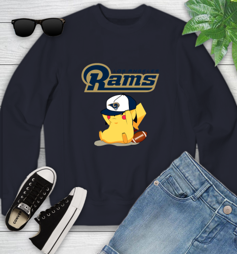 NFL Pikachu Football Sports Los Angeles Rams Youth Sweatshirt 3