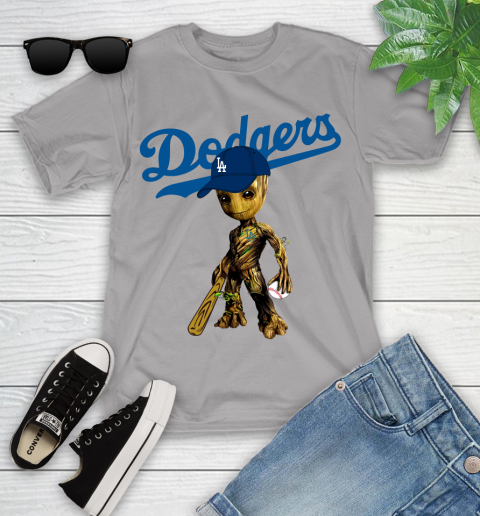 MLB Los Angeles Dodgers Groot Guardians Of The Galaxy Baseball Youth T-Shirt 4