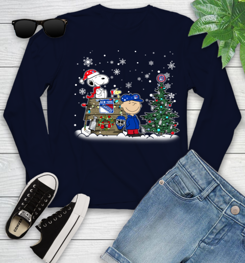 NHL New York Rangers Snoopy Charlie Brown Woodstock Christmas Stanley Cup Hockey Youth Long Sleeve 2
