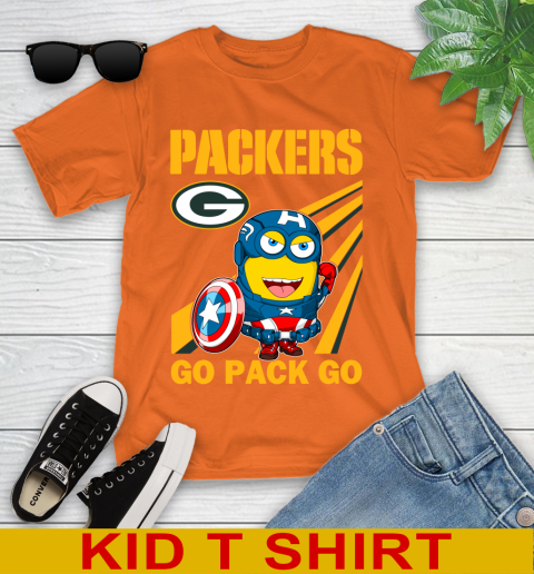 NFL Football Green Bay Packers Captain America Marvel Avengers Minion Shirt Youth T-Shirt 8