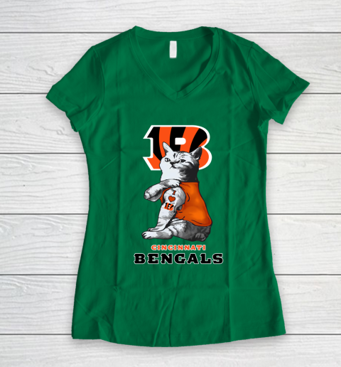 NFL Football My Cat Loves Cincinnati Bengals Women's V-Neck T-Shirt 3