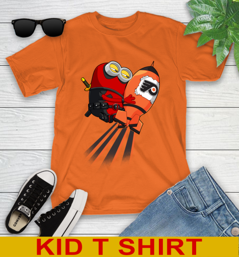 NHL Hockey Philadelphia Flyers Deadpool Minion Marvel Shirt Youth T-Shirt 8