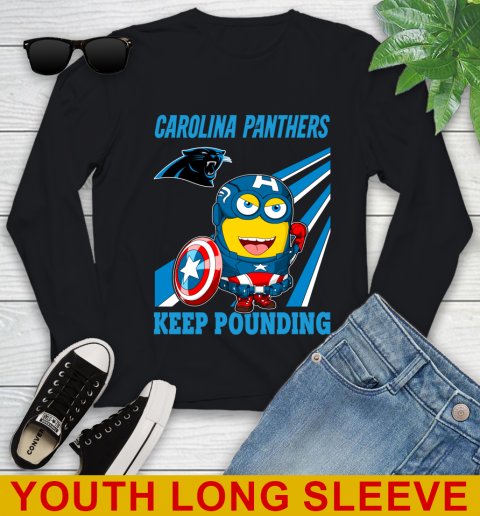 NFL Football Carolina Panthers Captain America Marvel Avengers Minion Shirt Youth Long Sleeve