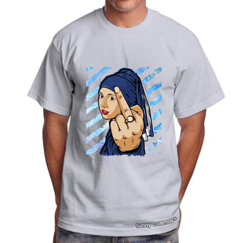 Air Jordan 12 French Blue Matching Sneaker Shirt The girl With The Pearl Earing Middle Finger White And Blue Sneaker Tshirt