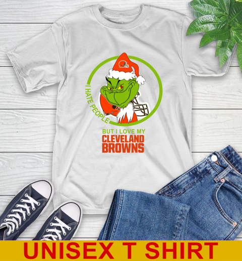 Cleveland Browns NFL Christmas Grinch I Hate People But I Love My Favorite Football Team T-Shirt