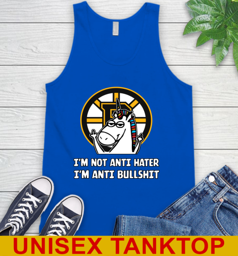 Boston Bruins NHL Hockey Unicorn I'm Not Anti Hater I'm Anti Bullshit Tank Top 5