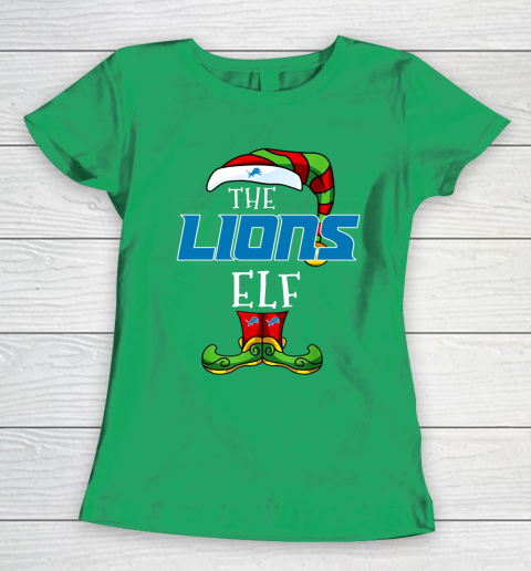 Detroit Lions Christmas ELF Funny NFL Women's T-Shirt 5