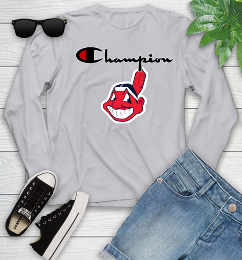 MLB Baseball Cleveland Indians Champion Shirt Youth Long Sleeve 3