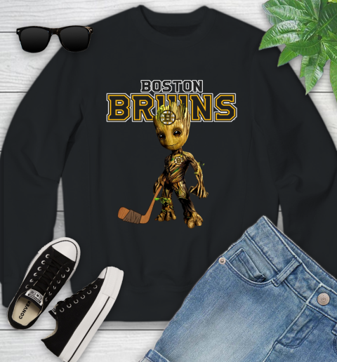 Boston Bruins NHL Hockey Groot Marvel Guardians Of The Galaxy Youth Sweatshirt 2