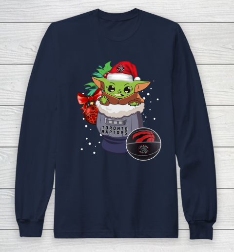 Toronto Raptors Christmas Baby Yoda Star Wars Funny Happy NBA Long Sleeve T-Shirt 4