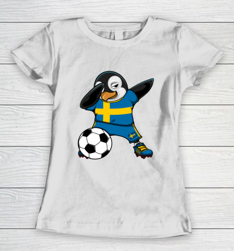 Dabbing Penguin Sweden Soccer Fans Jersey Football Lovers Women's T-Shirt