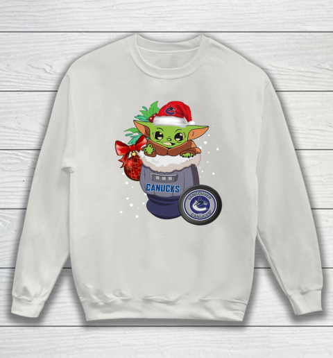 Vancouver Canucks Christmas Baby Yoda Star Wars Funny Happy NHL Sweatshirt 10