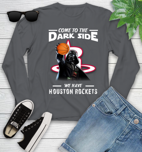 NBA Come To The Dark Side We Have Houston Rockets Star Wars Darth Vader Basketball Youth Long Sleeve 9