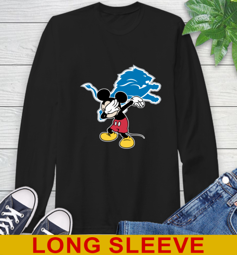 Detroit Lions NFL Football Dabbing Mickey Disney Sports Long Sleeve T-Shirt 2