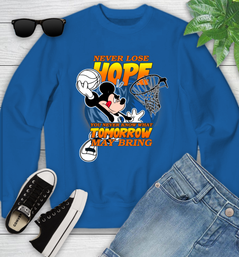 Dallas Mavericks NBA Basketball Mickey Disney Never Lose Hope Youth Sweatshirt 7
