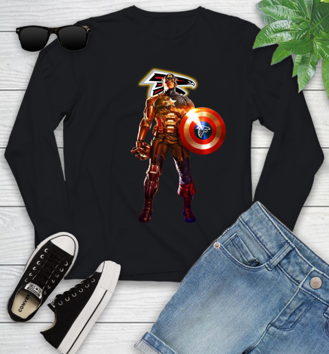 NFL Captain America Marvel Avengers Endgame Football Sports Atlanta Falcons Youth Long Sleeve 2