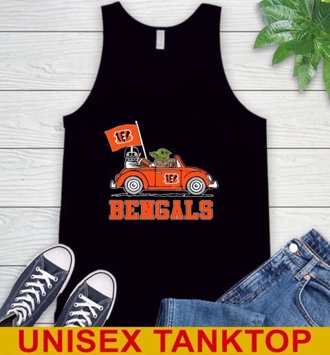 NFL Football Cincinnati Bengals Darth Vader Baby Yoda Driving Star Wars Shirt Tank Top 2