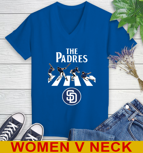 MLB Baseball San Diego Padres The Beatles Rock Band Shirt Women's V-Neck T-Shirt 9
