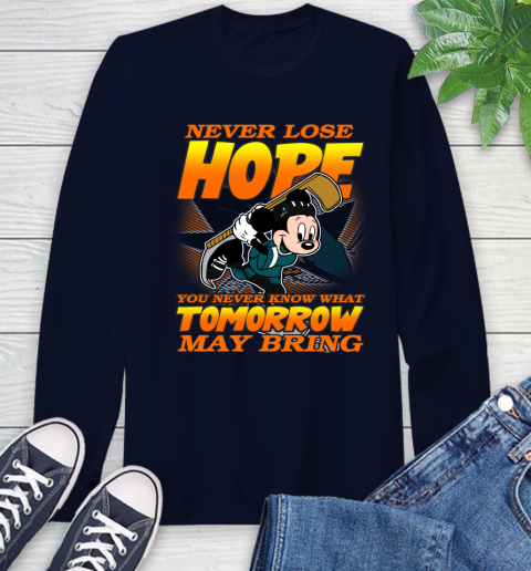 San Jose Sharks NHL Hockey ootball Mickey Disney Never Lose Hope Long Sleeve T-Shirt 3