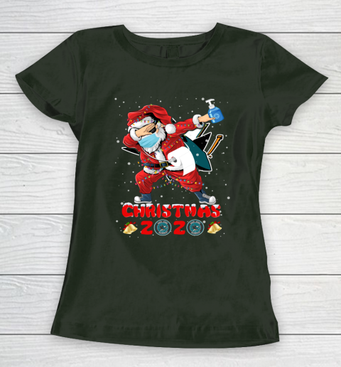 San Jose Sharks Funny Santa Claus Dabbing Christmas 2020 NHL Women's T-Shirt 4