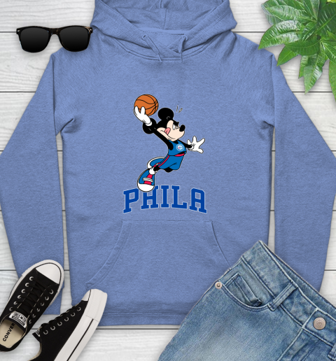 NBA Basketball Philadelphia 76ers Cheerful Mickey Mouse Shirt Youth Hoodie 11