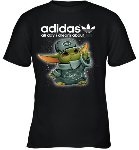Baby Yoda Adidas All Day I Dream About New York Jets Youth T-Shirt