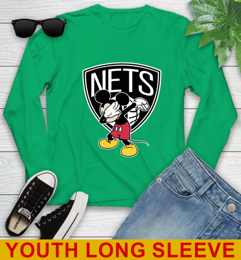Brooklyn Nets NBA Basketball Dabbing Mickey Disney Sports Youth Long Sleeve 7