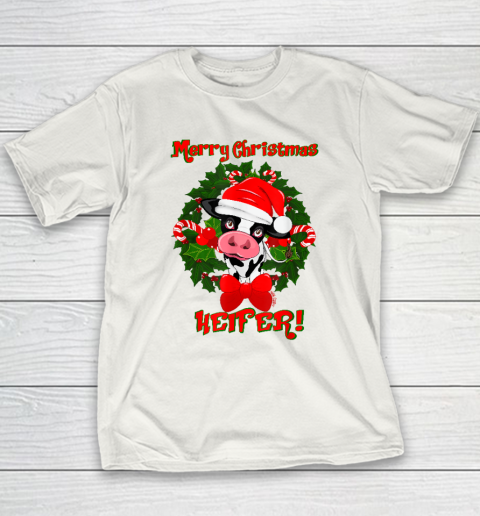 Merry Christmas Heifer Funny Christmas Youth T-Shirt