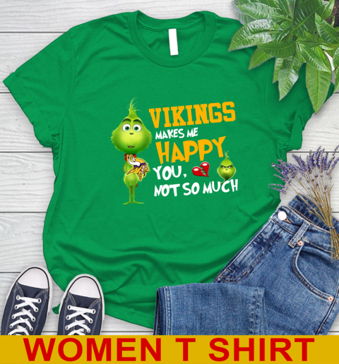 NFL Minnesota Vikings Makes Me Happy You Not So Much Grinch Football Sports Women's T-Shirt 7