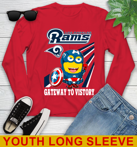 NFL Football Los Angeles Rams Captain America Marvel Avengers Minion Shirt Youth Long Sleeve 11