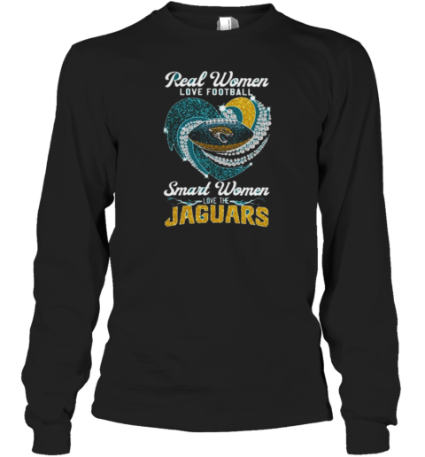 Real Women Love Football Smart Women Love The Jacksonville Jaguars Heart Diamond 2024 Long Sleeve T-Shirt