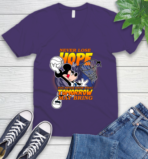 Dallas Mavericks NBA Basketball Mickey Disney Never Lose Hope V-Neck T-Shirt 9